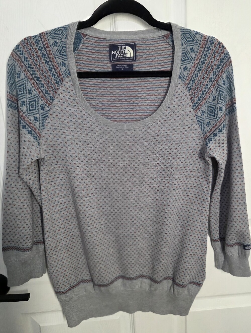 The North Face Nordic Patterned Scoop Neck Wool Linen Blend Sweater